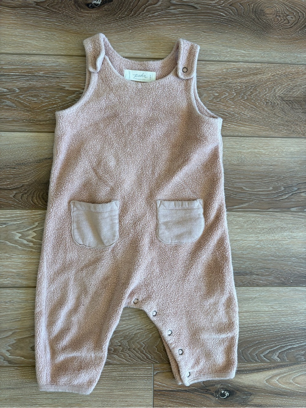 Pehr Kids Blush Terry Romper with Front Pockets 6-12 months